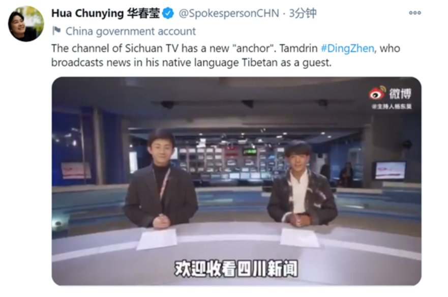 给力！ 华春莹连发三推为丁真“打call”！